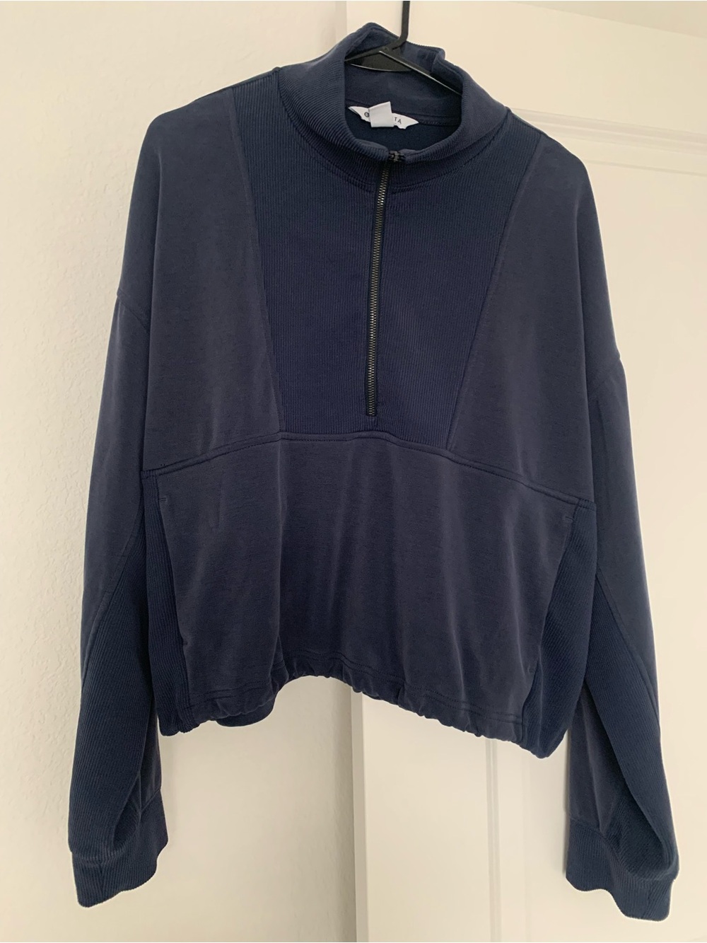 Women's Navy Seasoft Rib 1/4 Zip Pullover